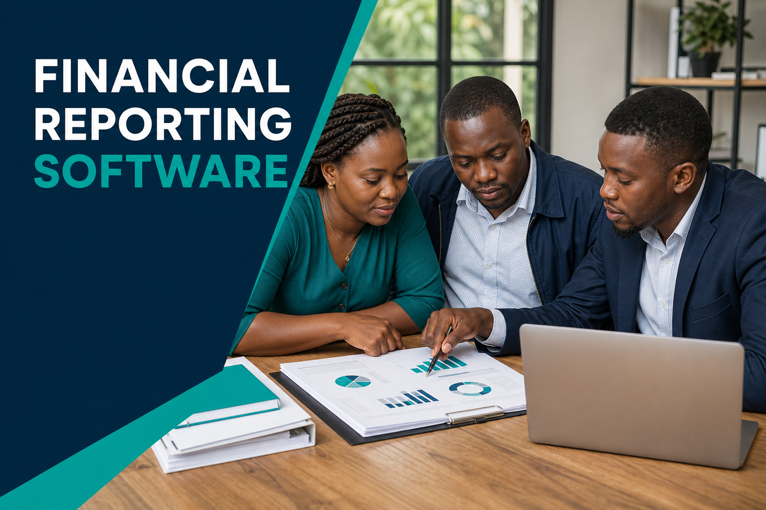 Kenyan chama officers reviewing financial reports with an accountant