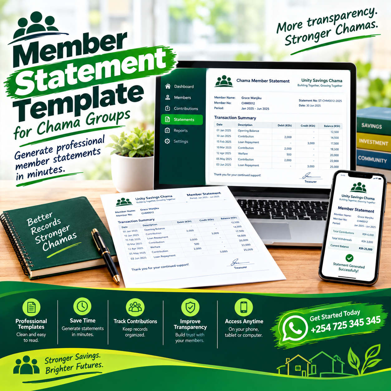 member statement template chama